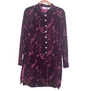 Jacyln Smith Top Women L Purple Floral Burnout Retro Boho Western Classic Mature